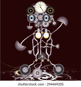steampunk, vector, illustration,  gear, robot, robotics