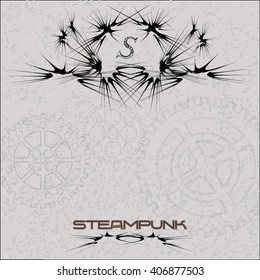 Steampunk vector   illustration.Label with gear wheels.