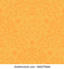 Steampunk vector seamless pattern with industrial technical elements of mechanics. Ornamental doodle background.