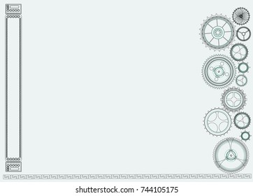 Steampunk vintage background with cogs and gears on canvas paper