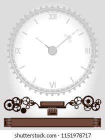 Steampunk vintage clock with mechanical steam punk gears and cogs
