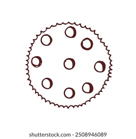 Steampunk vintage cogwheel. Circular cog wheel, retro gear, industrial design style. Mechanical engineering tool. Engraved etched gearwheel. Hand-drawn vector illustration isolated on white background