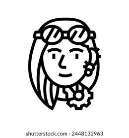 steampunk vintage female avatar line icon vector. steampunk vintage female avatar sign. isolated contour symbol black illustration