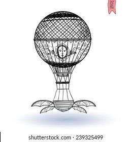 victorian hot air balloon images stock photos vectors shutterstock https www shutterstock com image vector steampunk vintage hot air balloon hand 239325499