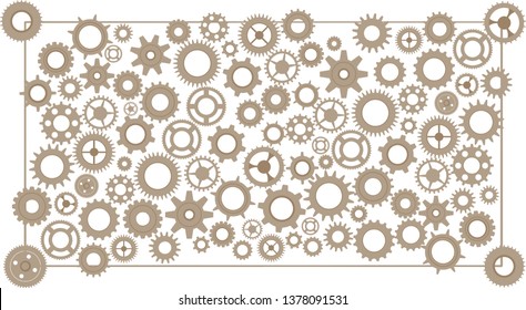 Steampunk-Vintage-Metall, isoliertes Rahmenzeichen, Plakatgrafik-Deckeln, dunkle Elemente, Räder und Zahnräder