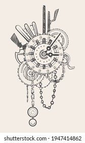 Vigilancia del Steampunk con las cadenas y los engranajes