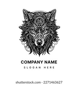 Steampunk Wolf Head Logo is a striking and powerful image that combines the ferocity of a wolf with the intricate details of steampunk fashion