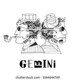 Steampunk zodiac sign gemini