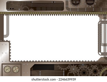 Steampunk-style retro mechanical image frame