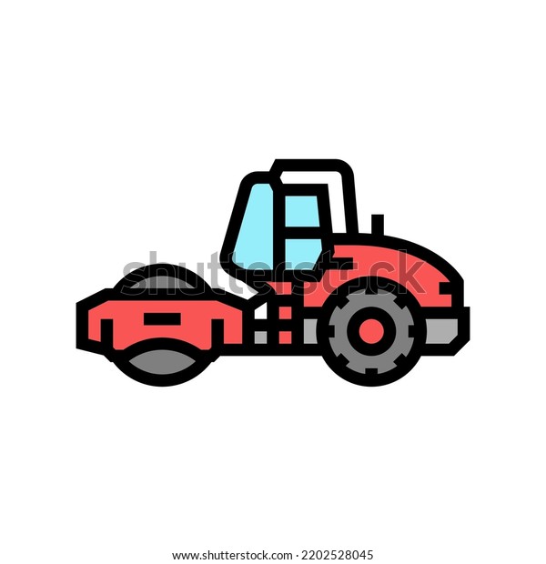 steamroller construction car vehicle color\
icon vector. steamroller construction car vehicle sign. isolated\
symbol\
illustration