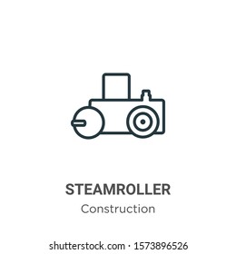 Steamroller outline vector icon. Thin line black steamroller icon, flat vector simple element illustration from editable construction concept isolated on white background