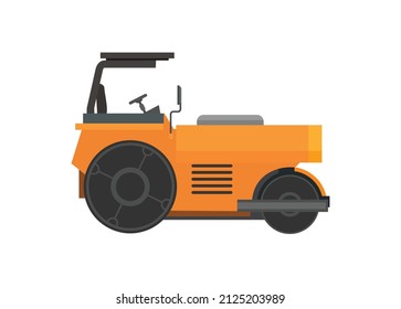 Steamroller. Road maintenance vehicle. Simple flat illustration.
