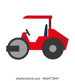 steamroller truck construction machinery vector graphic isolated and flat illustration