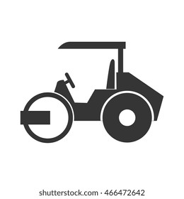 steamroller truck construction machinery vector graphic isolated and flat illustration