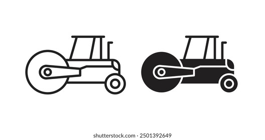 Steamroller vector icon set in black color.