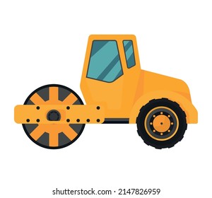 steamroller vehicle construction yellow icon