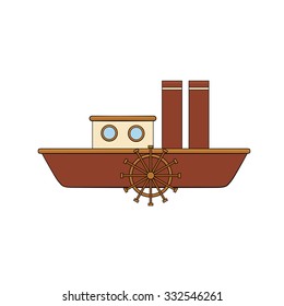 Steamship in doodle style