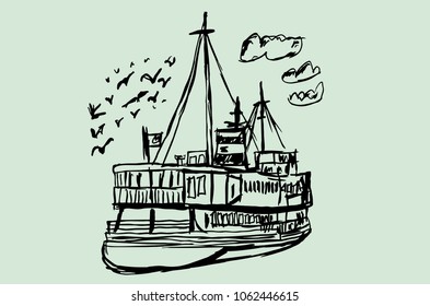 Steamship graphic design vector art