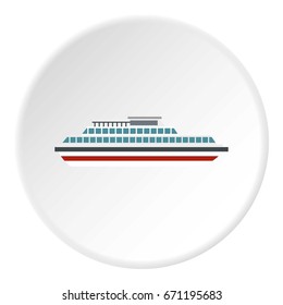 Steamship icon in flat circle isolated vector illustration for web