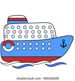 Steamship passenger childlike drawing, EPS8 - vector graphics.