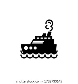 Steamship, steamboat, Cruise sea ship icon. Simple sign, logo.