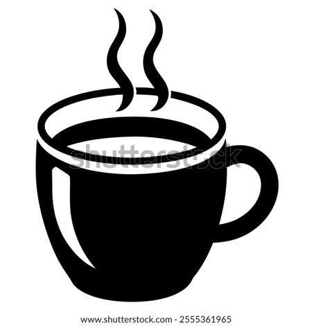 Steamy Coffee Cup Icon on Black and White Vector Backgrounds