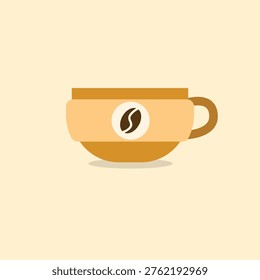 Steamy coffee mug with a coffee bean logo.