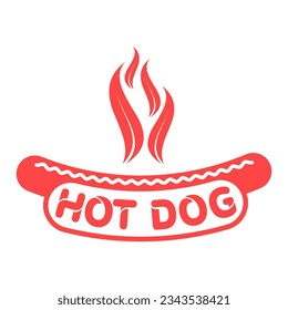 A steamy hot dog icon. Flat vector illustration isolated on white background.