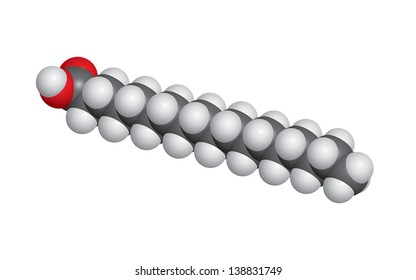Stearic acid (soap) molecule space-fill model - C18H36O2
