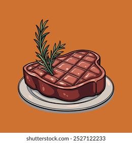 Steck Vektorgrafik im Cartoon-Stil. Illustration eines gegrillten Steaks