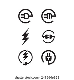 Stecker, Steckdose, Kreis, Aufkleber Label, Elektriker, Logo, Icon