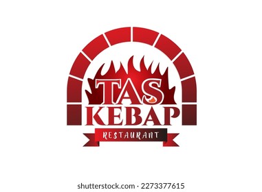 steek meat food kebab fire red color logo concept