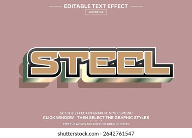 Steel 3D editable text effect template