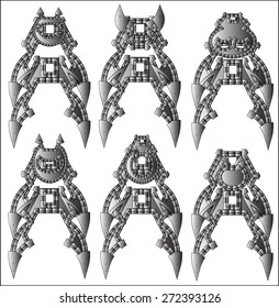 Steel Alien Monsters - vector set