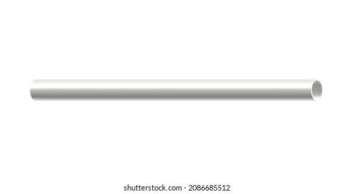 Steel Aluminum Or Stainless Pipe Mockup, Realistic Vector Illustration Isolated On White Background. Shiny Metal Polished, Round Post Or Tube Cylinder.