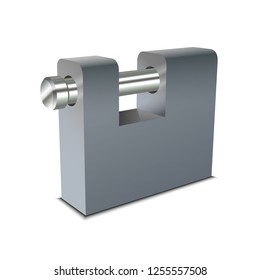 Steel armored shutter padlock. Vector illustration.