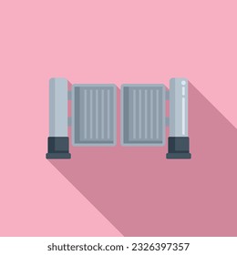 Vector plano de icono de puertas automáticas de acero. Puerta de la casa. Aparcamiento automático