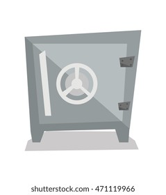 Stahlbanksafe, Vektorgrafik mit Flachdesign einzeln auf weißem Hintergrund.