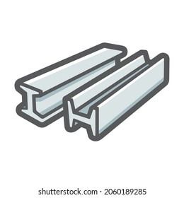 Steel Bar metal rolled rail Vector icon Cartoon illustration.