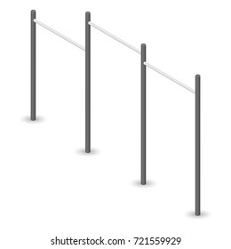 Steel bar for pull-ups, isolated on white background. Element of design of sports equipment and playground. 3d isometric style, vector illustration.