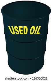 Steel barrel oil. Used oil. Vector illustration.