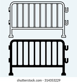 Steel barricades. Isolated on blue background