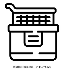 Steel basket icon outline vector. Fry bakery. Cooking diet grill