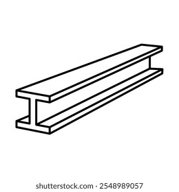 Stahlbalken H-Balken oder I-Balken Linie Symbol. 3D Stahlstab gerade. Einzelbild-Strich Vollfüllung Umrisslinie Kontur dünn flachen Stil. Vektorgrafik