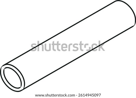 Steel beam icon with a circular cross-section isometric view in thin line style