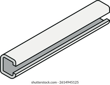 steel beam icon with a c-shape cross-section isometric view in color line style