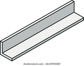 Steel beam icon with a L-shape cross-section isometric view in color line style