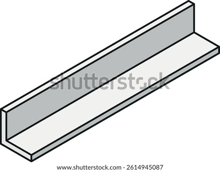 Steel beam icon with a L-shape cross-section isometric view in color line style