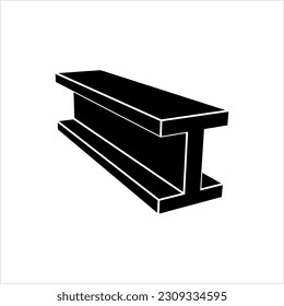 Steel Beam Icon, I Profile Beam Vector Art Illustration