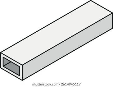 Steel beam icon with a rectangle cross-section isometric view in color line style